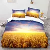 Conjunto de roupas de cama de microfibra do campo de trigo amarelo Conjunto de cama de microfibra 3D Quilt Twin Full King Queen para adultos Decoração de quarto de crianças