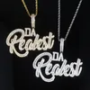 Iced Out Hiphop Baguette Letter Pendant Necklace For Men Micro Pave Bling 5A Cubic Zirconia Cuban Rope Chain Punk Rapper smycken