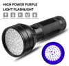 High Quailty 51 UV Ultraviolet LED Flashlight Violet Blacklight Black Light Torch 395 nM Aluminum Shell UV Torches Mini Lights flashlights