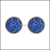 Stud femmes Druzy Drusy boucles d'oreilles plaqué or Mini vert bleu résine boucle d'oreille cadeau de noël livraison directe 2021 bijoux Yydhhome Dhrik