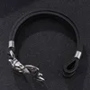 Charm Bracelets Punk Black Multilayers Leather Skull Bracelet Men Stainless Steel Male Wristband Fashion Jewelry Gift SP1021Charm