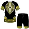 Summer 3D African Print Casual Men Shorts Suits Par Outfits Vintage Style Hip Hop T Shirts Shorts Male Female Tracksuit Set 220613