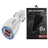 QC3.0 Quick Car Charger 6A Dual USB Valuta Cigarettändare Fast Charging för iPhone Xiaomi -biladapter
