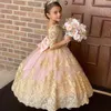 Robes de fille dentelle fleur fille robe enfants hôte piano performance anniversaire princesse préférée magnifique robe de communionfille