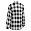 여자 블라우스 셔츠 바둑판 인쇄 느슨한 블라우스 흰색 검은 격자 무늬 거리웨어 대형 여성 긴 소매 우아한 패턴 의류