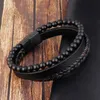 High Quality Stainless Steel Buckle Charm Bracelet Genuine Leather Natural Stone Bracelets for Men