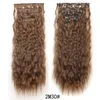 Posticci Clip ricci nelle estensioni dei capelli sintetici 6 pezzi Set Nero Marrone Ombre Clip Pezzi di capelli finti4069629