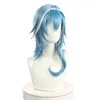 L-mail-Peluca de cabello sint￩tico Genshin Impact Eula, Cosplay impacto, Azul, Blanco mezclado, pelo corto resistente al calor220505