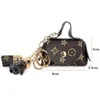 Anelli a chiave di pelle Anelli gioielli marrone fiore marrone panoramica borsetta borsetta per borsetta a sospensione Mini maga