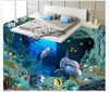 Custom photo flooring wallpaper 3d Wall Stickers Modern Mediterranean sea 3D underwater animal world dolphin coral floor painting walls papers home decoration