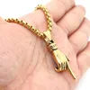 Pendant Necklaces Unisex 316L Stainless Steel Gold-Color Hand Clean Stone ChainPendant