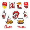 moq 100pcs hamburger di pollo fritto cola croc JIBZ 2D gomma morbida decorazioni per scarpe accessori zoccolo fibbie per scarpe charms per bambini bomboniere sandali bigiotteria