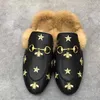 Designer Princetown Slippers Dames Mannen Echt Leer Muilezels Loafers Slipper Bont Slippers met Gesp Mode guccie Dames Heren Jurk Dames