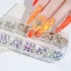 12Gird Box Multi Size AB / Colorful Hotfix Strass Flatback Crystal Diamond Gems 3D Glitter Nail Art Decorazioni di lusso DHL libero