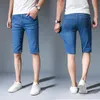 Men's Jeans Men's Summer Brand Stretch Thin High Quality Cotton Denim Men Knee Length Soft Light Blue Casual ShortsMen's