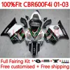 Wtryskowe korpus formy dla Honda CBR 600 F4I FS CC 600F4I 600CC 01-03 Bodywork 137NO.15 CBR600F4I F4 I CBR600 F4I 01 02 03 CBR600FS 2001 2002 2003 OEM Fairing Ggreen Black