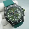 Relógio masculino Japan Quartz Endurance Pro Avenger Chronograph 44 mm Relógios de borracha verde 1884 Relógios masculinos Relógios de pulso de vidro Hardex