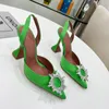 Yeni Amina Muaddi Pompalar Çift Düğme Sandalet Yüksek Topuklu Yeni Bayanlar İnci Terlik Renkli Mektuplar Moda Popüler Sandal Kadın Stili Marka Ayakkabıları No359