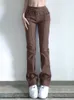 HEYounGIRL Casual Vintage Black Jeans Femmes Années 2000 Esthétique Maigre Pantalon Évasé Capris avec Ceinture Mode Pantalon Coréen 220701