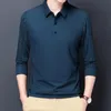 Polos pour hommes Automne Hommes T-shirt à manches longues Chemise à revers Bas d'âge moyen et jeune Couleur unie pour hommes