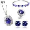 Color Diamond Jewelry Bracelet Tanzanite Petal Ring Blue Crystal Pendant Four Claw Sapphire Earring Jewelry Set234A