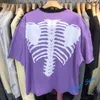 KAPITAL – T-shirt manches courtes, Streetwear, surdimensionné, avec impression d'os de squelette, Badge brodé, bleu, vert, violet, 2022