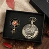 Montres de poche montre cadeau CCCP Parti communiste Logo ensemble commémoratif horloge soviétique pour hommes chaîne classique collier faucille pendentif WatchPocket