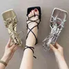 Sandalen dames sandalen vierkante neus clip teen smal band enkelband solide vrouwelijke zomerschoenen mode strappy vrijetijds dames schoenen 220325