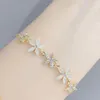 Länkkedja trendig fin plätering riktig guld kronbladformad opal hänge armband för kvinnor temperament smycken glänsande 3a zirkon bröllop gif fawn22