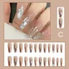 Valse nagels mode glanzend bruin herbruikbare stick-on art fullcover diy manicure op persgereedschap tips b3c5 prud22