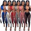 2022 Designer Womens Kläder Sexig Mesh 2 Piece Pants Outfits Sommar Crop Top See Through Leggings Sports Suit