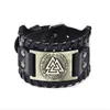 Trendy Odin Triangle Viking Rune Rune Bracelet Men's Mode Metal Leather geweven accessoires Amulet Jewelry Party Gift GC1202