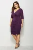 Plus size jurken vrouwen kleding elegant v nek jurk temperament elastiek elastiek geplooide mini pendelen bodycon jurkenplus