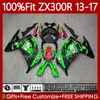 Инъекционные тела для Kawasaki Ninja ZX3R EX ZX 3R 300R ZX300 ZX300R 13 14 15 16 17 125NO.85 ZX-300R EX300R Graffiti Green ZX-3R 2013 2014 2015 2016 2017 EX-300 13-17 OEM