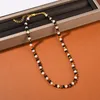 Ins Niche Design Natural Pearl Retro kralen ketting zwarte agaat tijger eye stone blogger met dezelfde sieradenaccessoires