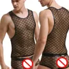 Débardeurs pour hommes KWAN.Z vêtements pour hommes discothèque haut gilet Net maille Gay hommes musculation fil sans manches chemise gilet