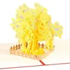 Wenskaarten 3D Laser Cut Handmade Money Tree Paper Uitnodiging Postkaart Jaar zakelijke creatieve geschenken