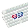 Jesled 8ft LED -butiksljus, 8 fot coolare dörr Frysrörsbelysning Fixtur, 3 rad 130W 13000 lm, D Form fluorescerande rör KLÄNNINGSLÄNGLIGHET, lager i USA