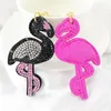 Porte-clés créatif corée velours Flash flamant rose porte-clés dames sac gland pendentif Mini Animal voiture pendentif porte-clés Emel22