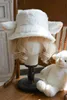 Handmade Sheep Baa Bucket Hat Lolita Cap with Ears Cute Girl Lambswool Material Black White Ear Holiday Gift 220318