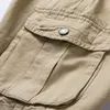 Summer workowate multi kieszeni męskie bawełniane bawełniane khaki mens taktyczne krótkie spodnie 3038 Bez paska 220630