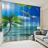 Tende per tende Tende in tessuto stampato di alta qualità Sunny Beach Scenario marino Seaworld Valance Window Dark DecorCurtain