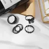 5PCS Vintage Black Butterfly Ring Set For Woman Minimalist Metallic Geometric Finger Rings 2022 Girls Party Fashion Jewelry