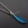 Multicolor Stainless Steel Feather Pendant Necklace Cool Man Jewelry for Wholesale