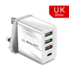 36W سريع الشحن السريع QC3.0 4 PORTSRS ARCHRAGER EU US UK AC AC Home Travel Type C PD ACHRGERS ADAPTER FOR IPHON