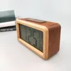 Solid Wood Table Clock Desktop Alarm Room Living Decoration Electronic Fashion Office Desk 220426