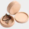 Boîte à bijoux en bois de hêtre Emballage cadeau Petit rangement rond Boîtes à bagues vintage pour mariage Boîte à bijoux en bois naturel Organisateur Conteneur