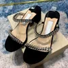 2022 Sandália Bing de Verão Perfeito Preto Branco Camurça Nude Couro Strass Strapy Salto Alto Feminino Sexy Sandalias Mujer Lady Comfort Walking Shoes