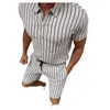 Sommer Trendy Print Polos Shirt Trainingsanzüge Für Männer Kurzarm Revers Taste T-shirt Und Kordelzug Shorts Casual 2 Stück Sets DS-1