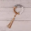 Keychains Keychain For Keys Leather Tassel Wood Beads Bracelet Keyring Women Accessories Multicolor Wholesale DZ0269Keychains Fier22